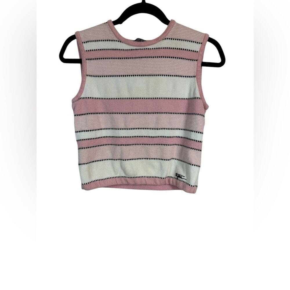 St. John Sport Wool Blend Striped Knit Sleeveless Sweater Size Small